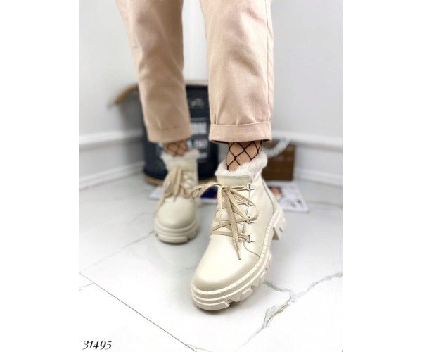 Ботинки зимние на шнуровке Nina_Mi (беж)