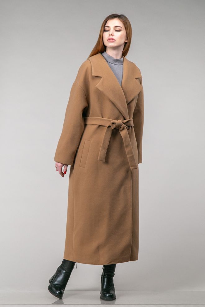 Довге класичне англійське пальто з кашеміру кемел