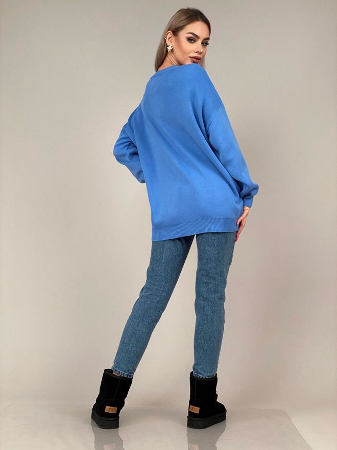 Пуловер оверсайз однотонный (голубой)
