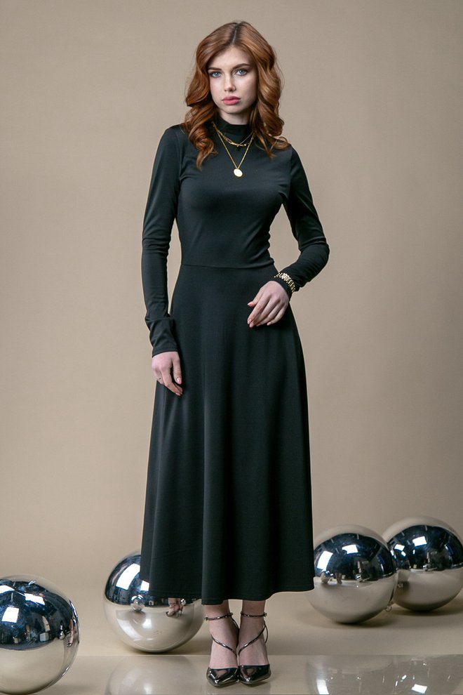 Платье А-силуэта (черный)