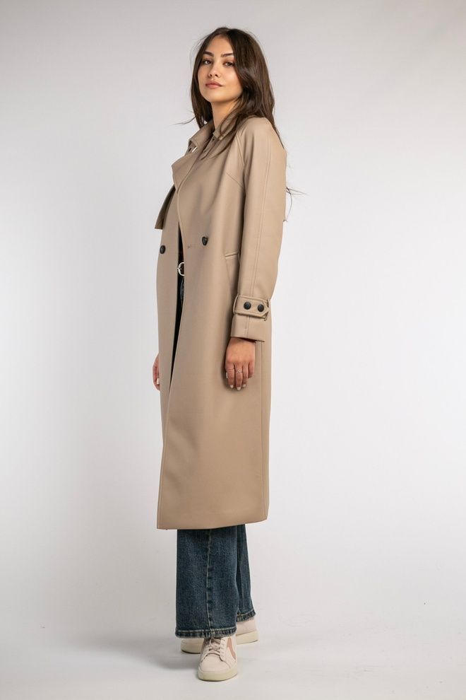 Тренч из эко-кожи С-93 (беж)