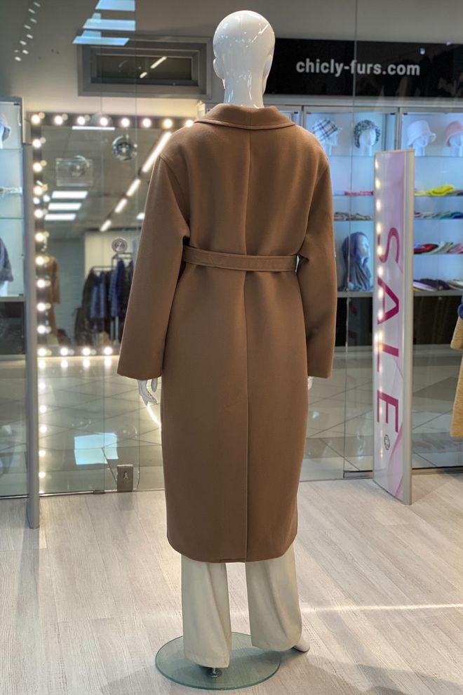 Кашемірове пальто-кімоно зимове коричневого кольору