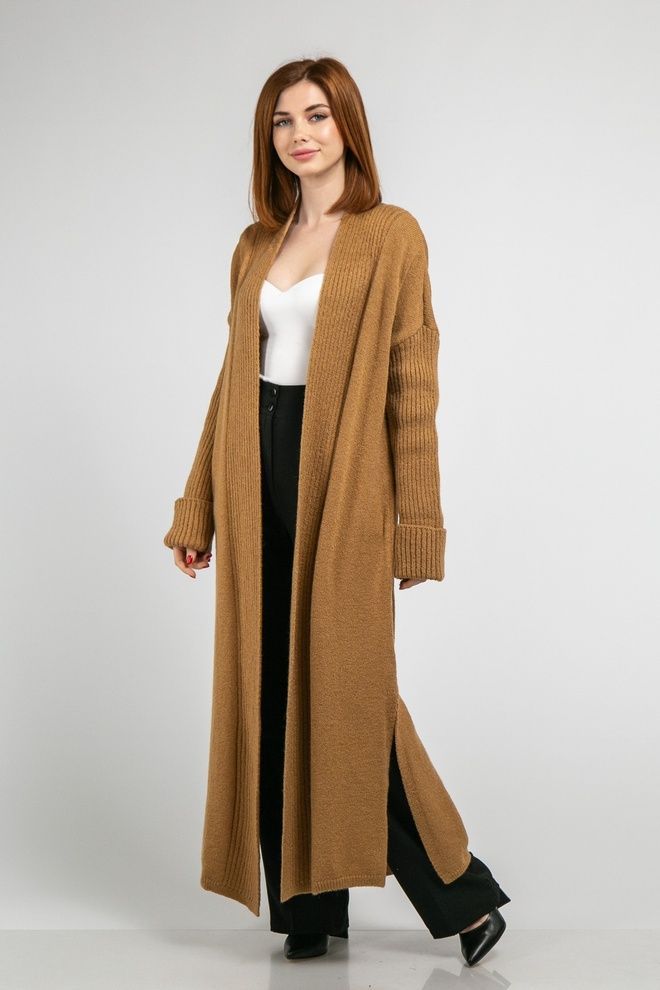 Кардиган максі з розрізами ONE SIZE (кемел) Кардиган максі з розрізами ONE SIZE (кемел)