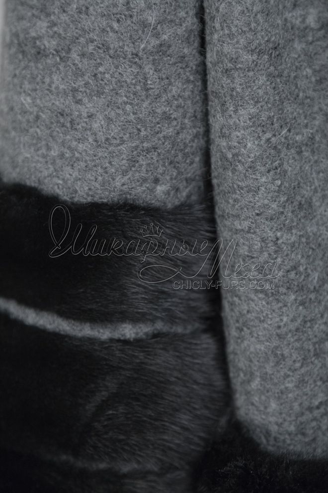 Пальто из шерстяной ткани с отделкой норкой Дорофея