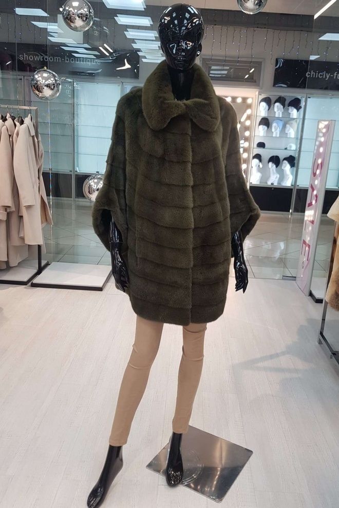 Шуба-кимоно из норки (хаки)