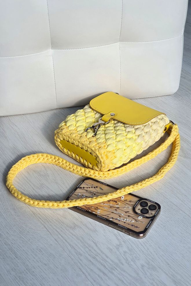 Шкіряна міні сумка (три кольори жовтий)