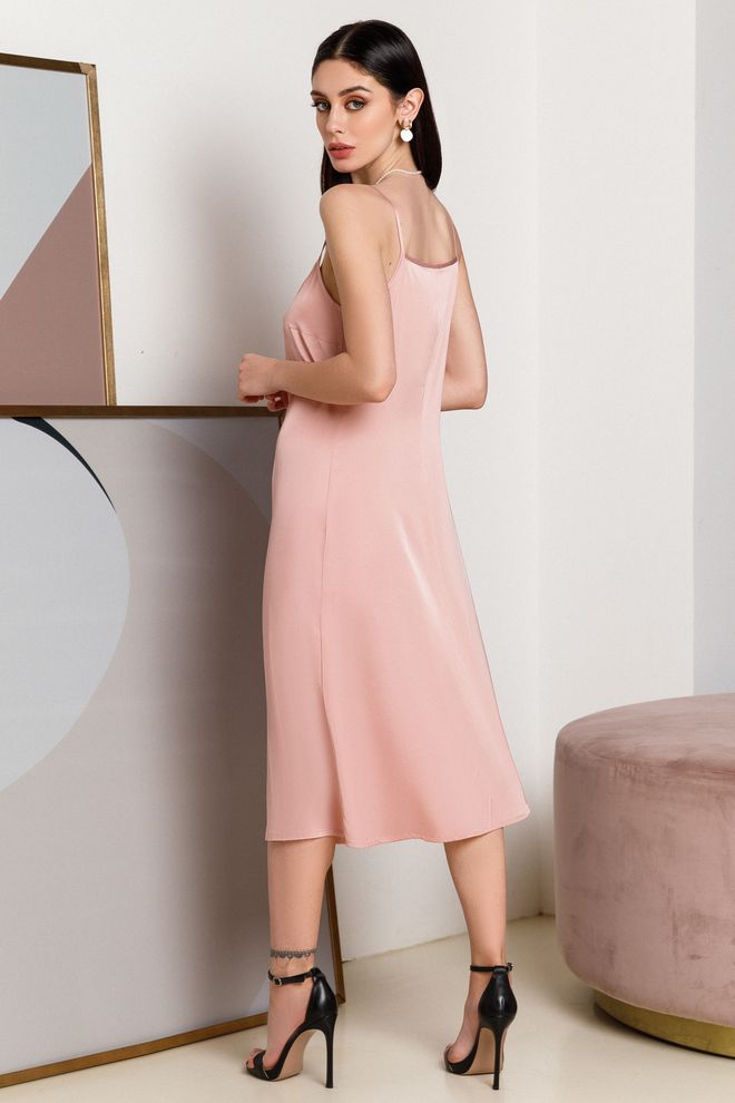 Платье-комбинация миди (розовый)