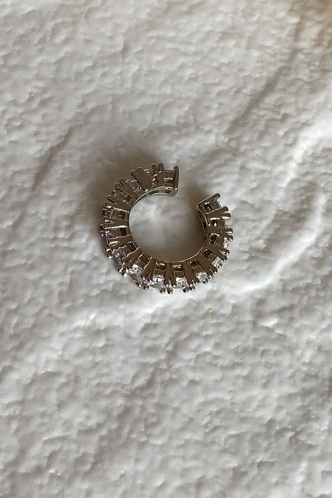 Серьга-кафа с цирконием (серебро)