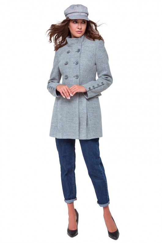 Пальто из шерстяной ткани Эмбер (серый)