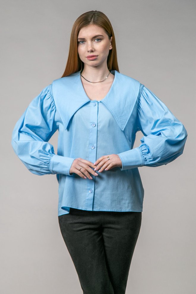 Сорочка з великим коміром (блакитний)