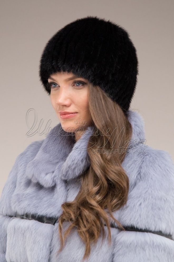 Шапка-бини из меха ондатры Ивори Шапка-бини из меха ондатры Ивори